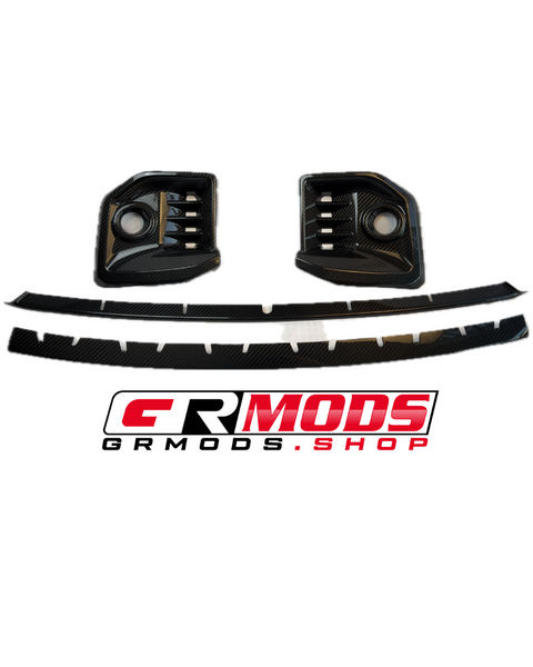 CARBON FIBER FRONT GRILLE COVER - 4 PIECE SET